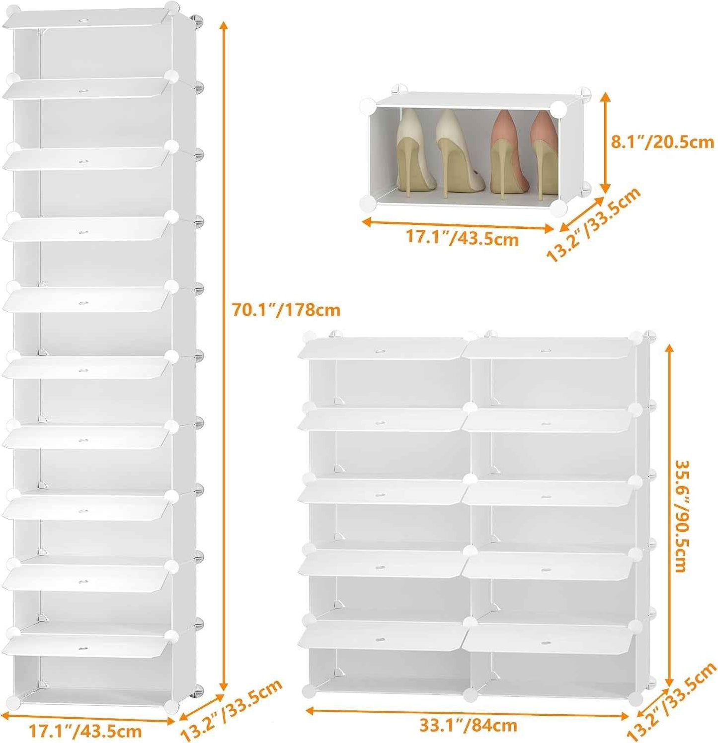 Meuble Chaussure, 10 Niveaux Meuble À Chaussure, Etagere Chaussure | Pour 20 Paires De Chaussures, Rangement Chaussure Chaussure Entree Pour Entrées, Chambres Et Couloirs, Blanc