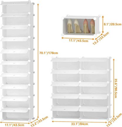 Meuble Chaussure, 10 Niveaux Meuble À Chaussure, Etagere Chaussure | Pour 20 Paires De Chaussures, Rangement Chaussure Chaussure Entree Pour Entrées, Chambres Et Couloirs, Blanc