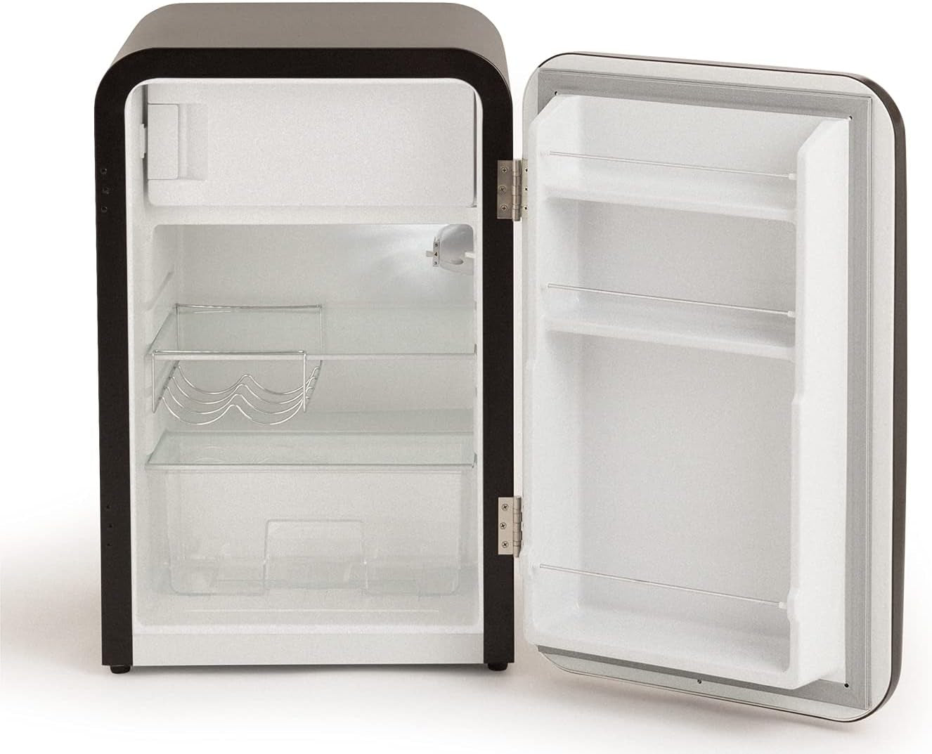 / RETRO FRIDGE 83.5 ROSE Gold/Réfrigérateur Noir Avec Poignée or Rose/Pratique Et Fonctionnel, Matériaux Résistants