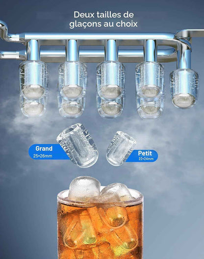Machine a Glacons 15Kg En 24H, 2 Litres, Avec Écran LED | 9 Glaçons En 6-8 Minutes, 2 Tailles De Glace, Autonettoyante,Silencieux 45 Db,Poignée De Transport,Pour La Maison/Camping/Bar
