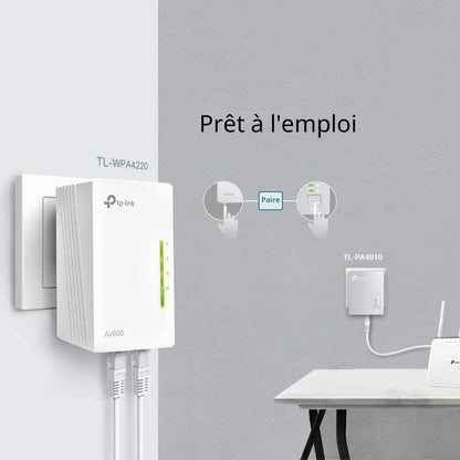 TL-WPA4220T KIT - CPL 600 Mbps Avec 2 Ports Ethernet, 1 CPL Filaire + 2 CPL Wi-Fi - Étendez Votre Connexion Internet Dans Chaque Pièce De La Maison
