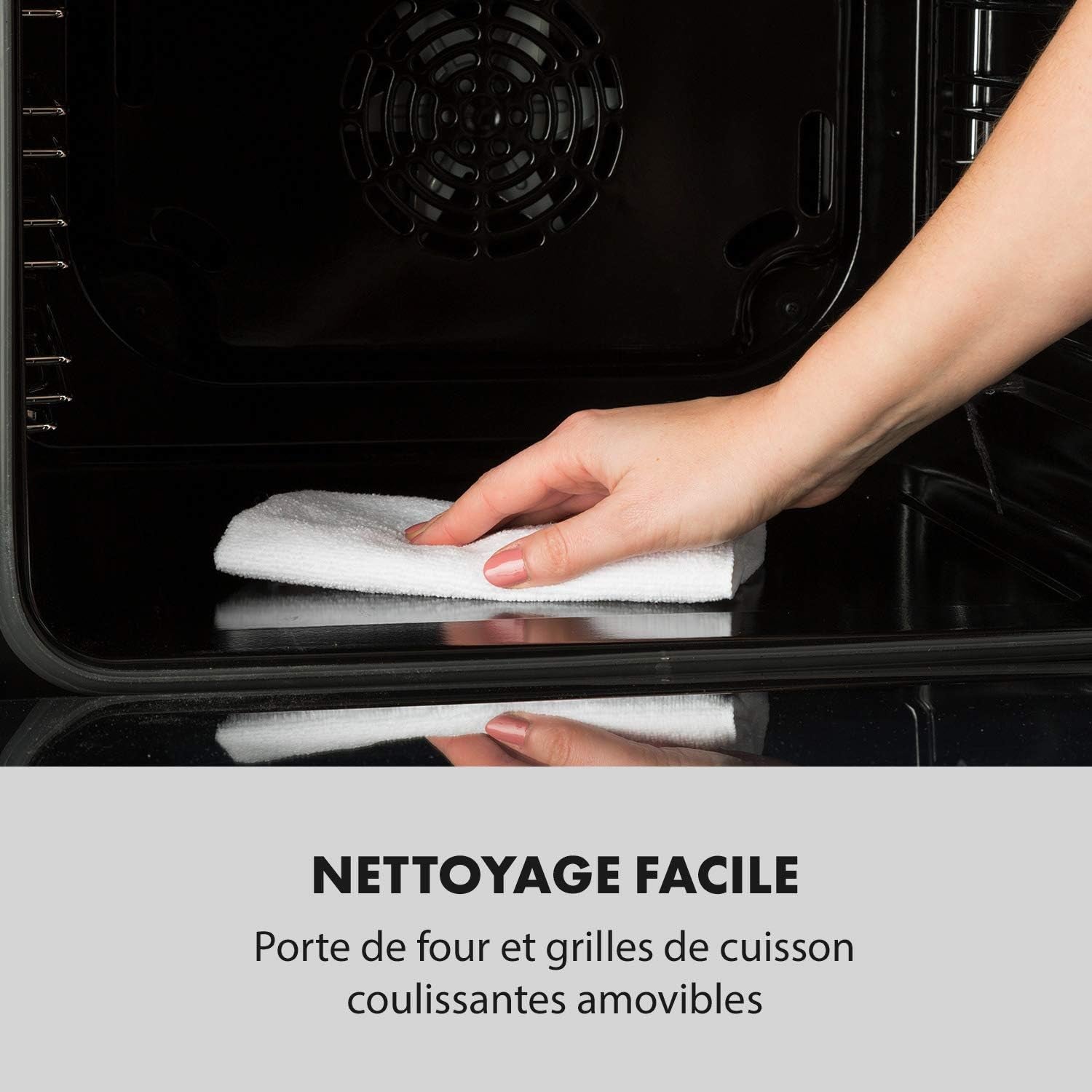 Kalahari - Four Encastrable, Électrique, Volume 68L, Classe D'Efficacité Énergétique A, 59,5 Cm, Plage De Température : 50-250°C, 7 Fonctions, 5 Inserts, Sécurité Enfant - Noir Cosmos