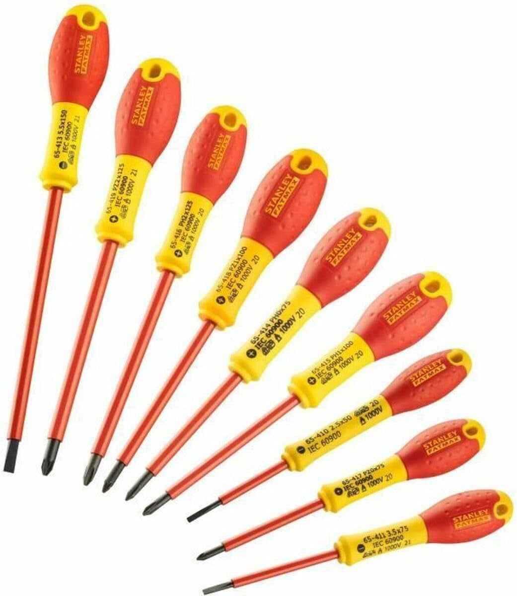 Juego De Destornilladores De Electricista Aislados FATMAX® De 10 Piezas Plana/Pozidrivee/Phillips Pour Pros Et Bricoleurs, Fixation Fiable, Norme Technique
