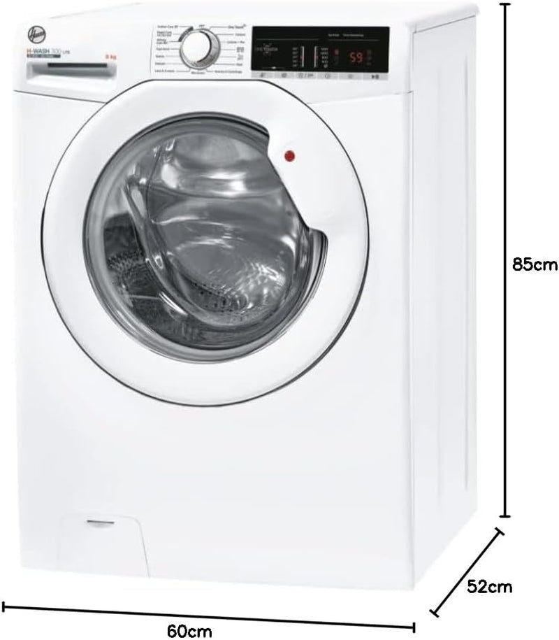 H3W 48TE-11 H-WASH 300 LITE Machine À Laver 8 Kg, 1400 Tr/Min, Connectivité NFC, Chargement Frontal, Autonome, 85-52-60 Cm, Blanc, Classe D