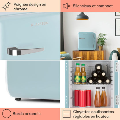 Mini Frigo De Chambre De 48L Pour Snacks Et Boissons, Petit Frigo Top Silencieux, Mini Bar, Petit Réfrigérateur Camping, Mini Frigo Cosmetique, Refrigerateur Avec Étagères Réglables, 0-10°C