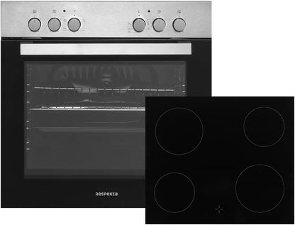 Respekta Set Cuisinière Four Et Plaque De Cuisson/Four Encastrable De 66 L Avec Plaque Vitrocéramique/Classe D'Efficacité Énergétique a / HS2000-33/2 Pièces