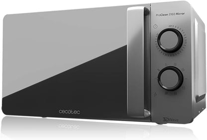 Micro-Ondes Proclean 3160. Revêtement Ready2Clean Pour Un Meilleur Nettoyage, Technologie 3D WAVE, Grill 800 W, 20 L. Design Élégant Avec Porte, 6 Niveaux, Argenté Miroir.
