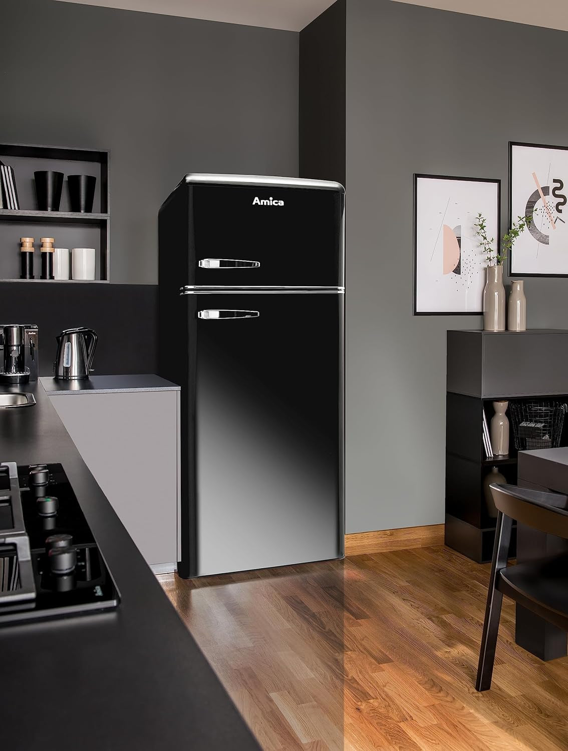Amica VD 1442 AB Réfrigérateur-Congélateur Autoportante 213 L E Noir
