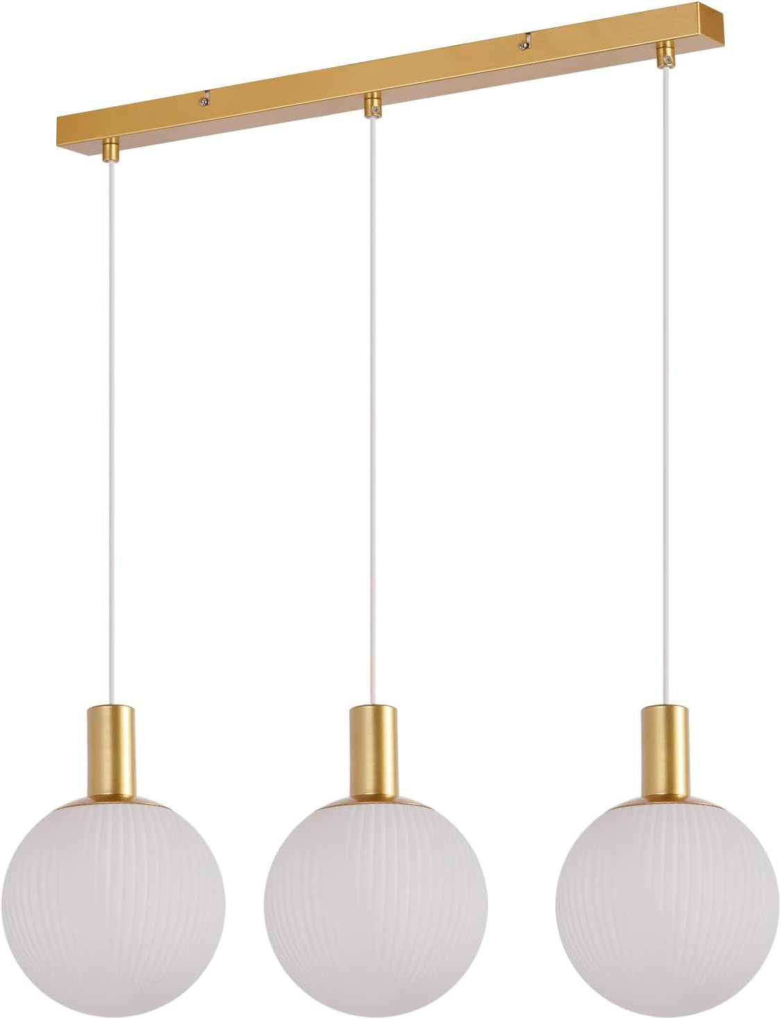 Suspension Table À Manger En Verre - E27 or Lampe À Suspension 3 | Flammes Lampe De Table À Manger Suspendue Lustre Réglable En Hauteur Pour Salon Chambre Cuisine Salle À Manger Sans Ampoules