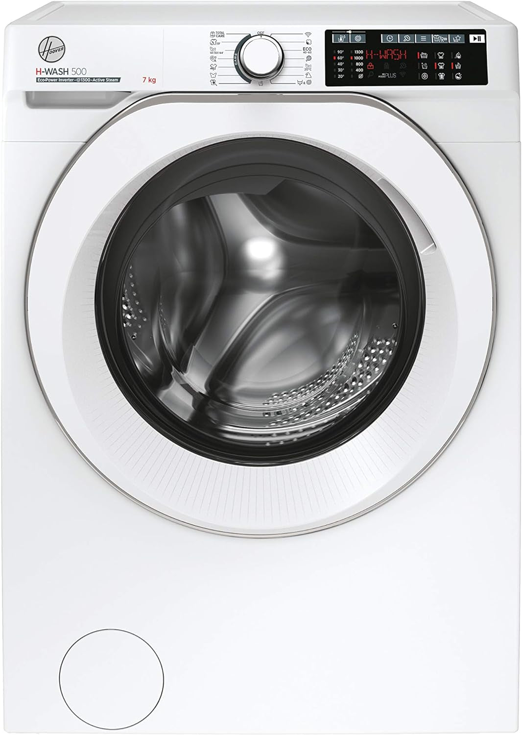 HW4 37AMC/1-S H-WASH 500 Machine À Laver Intelligente 7 Kg, 1300 Tours, Wi-Fi + Bluetooth, Charge Avant, Fonction Vapeur, Moteur Onduleur, 60 X 45 X 85 Cm, Blanc, Classe A
