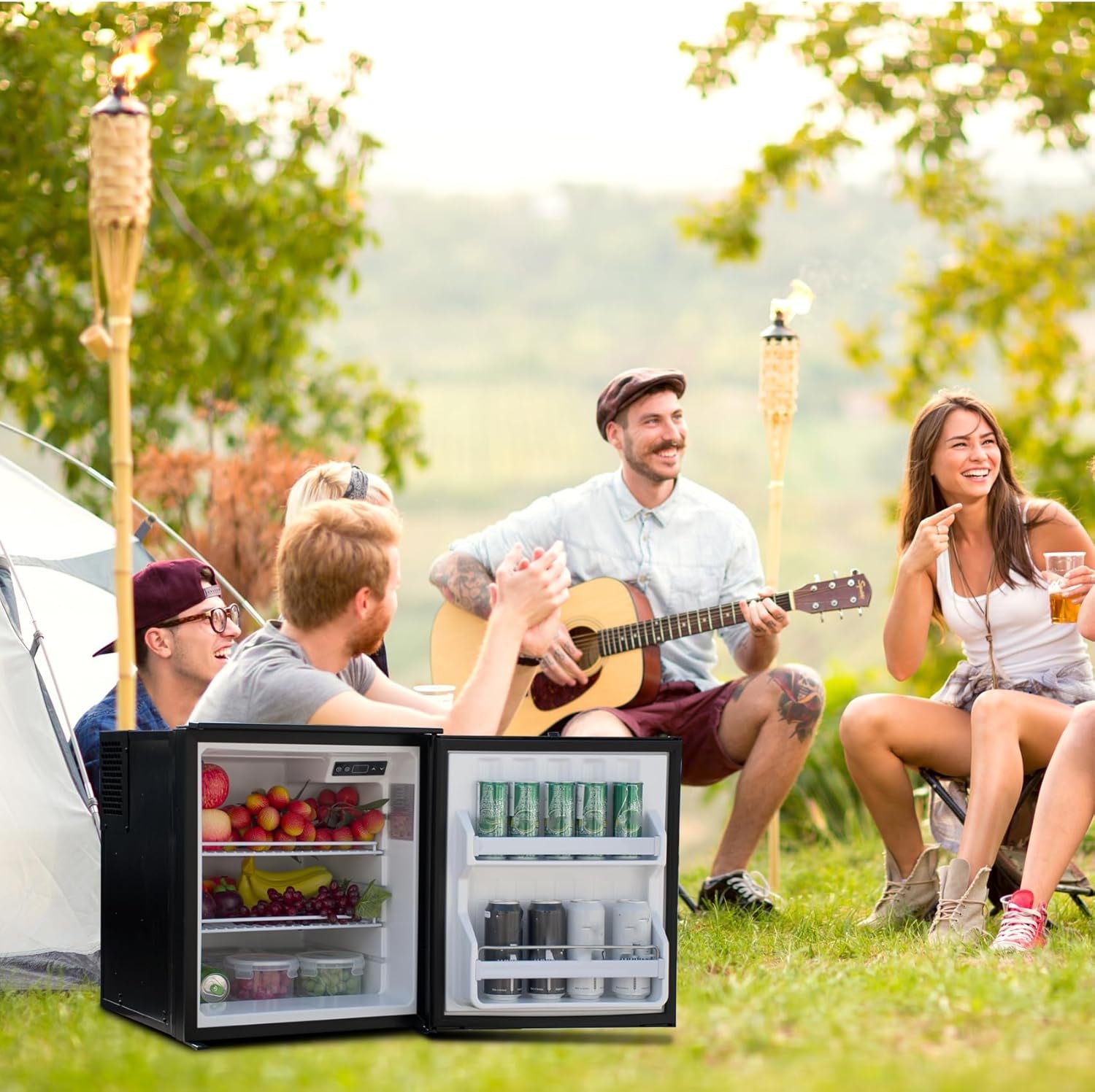 Frigo À Compression 12V 24V, Réfrigérateur De Voiture 60L, Frigo À Compresseur Avec Température De Plage 0°C - 10°C, Frigo Pour Voiture, Camion, Bateau, Et Pique-Nique En Plein Air, Noir
