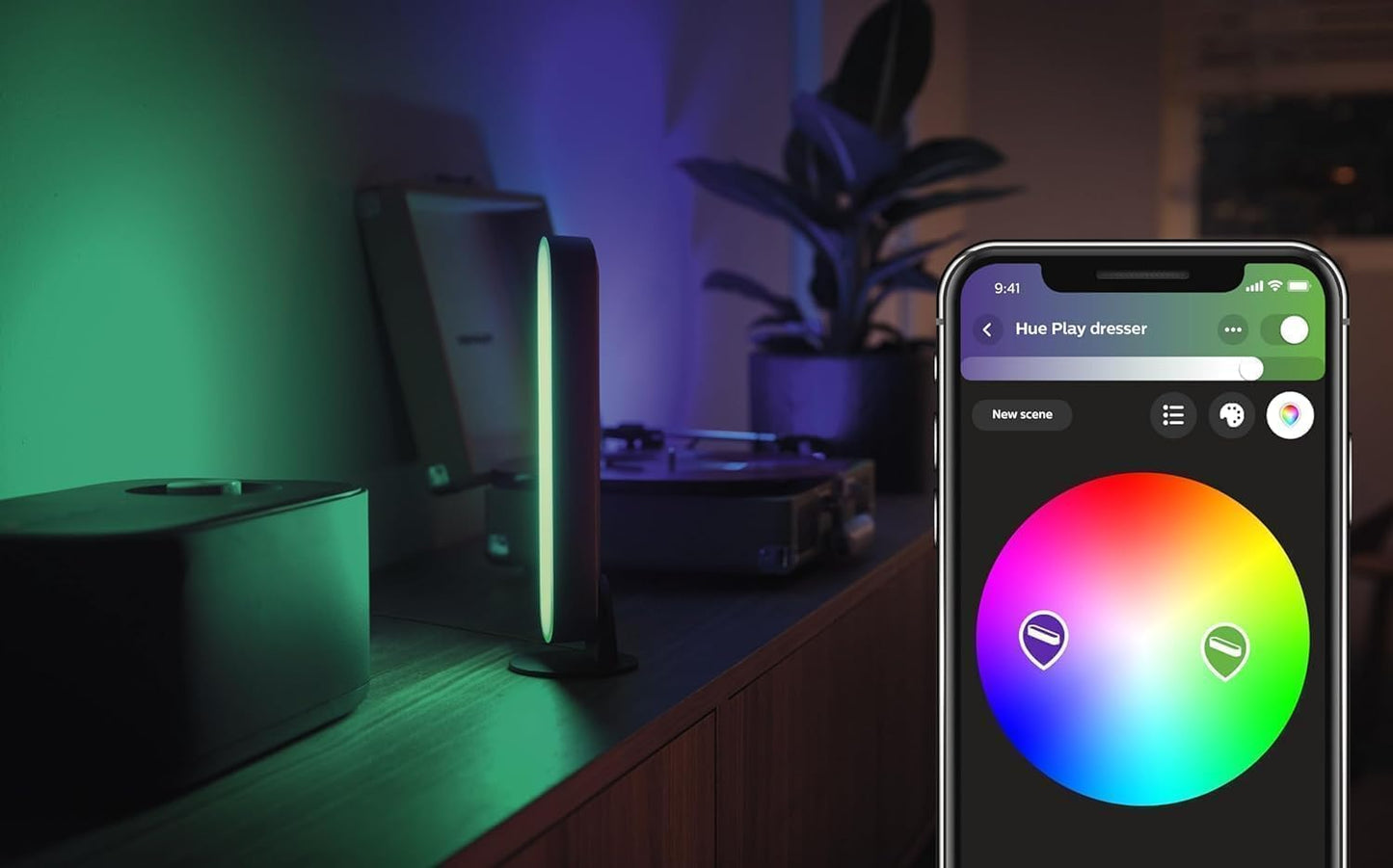 Philips Hue Play White and Color Ambiance Barre Lumineuse LED Connectée, Pack De 2, Unité De Base, Barre LED Pour TV Et Gaming (Compatible Avec Alexa, Google Assistant Et Apple Homekit), Noir