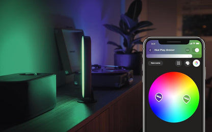 Philips Hue Play White and Color Ambiance Barre Lumineuse LED Connectée, Pack De 2, Unité De Base, Barre LED Pour TV Et Gaming (Compatible Avec Alexa, Google Assistant Et Apple Homekit), Noir