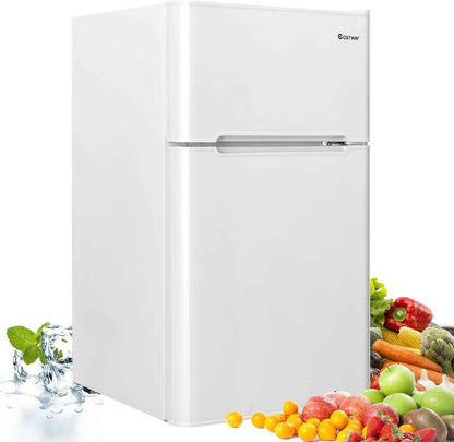 Réfrigérateur À Double Porte 90 L, Réfrigération Rapide, Économie D'Énergie, Réfrigérateur En Métal Avec 7 Niveaux De Température, 48,5 X 49,5 X 86 Cm (Blanc)