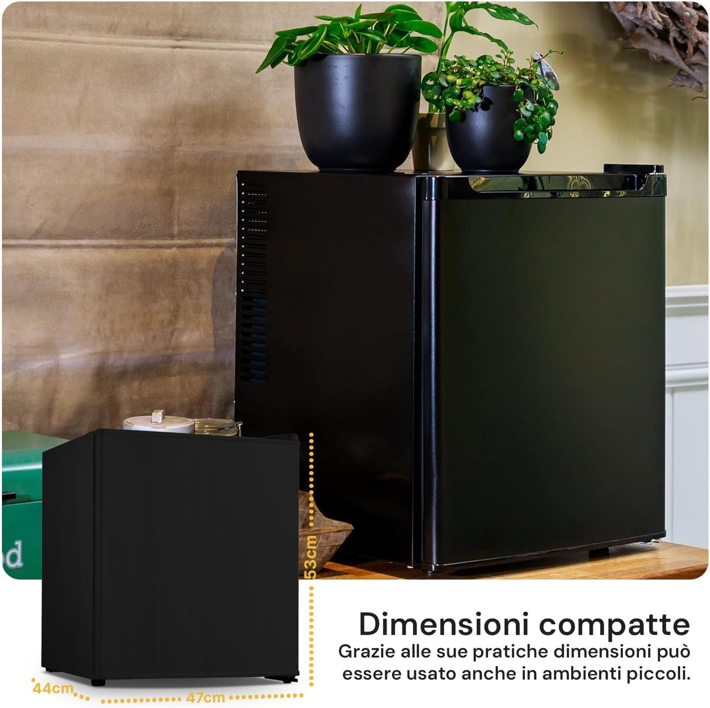 Minifrigo Bar Pour Chambre Ou Bureau 48L Et Congélateur De 5L Avec Lumière LED Et Température Réglable 0°/10°C – Consommation Énergétique Réduite 85 W Étagère Pratique Pour Boissons Et Porte