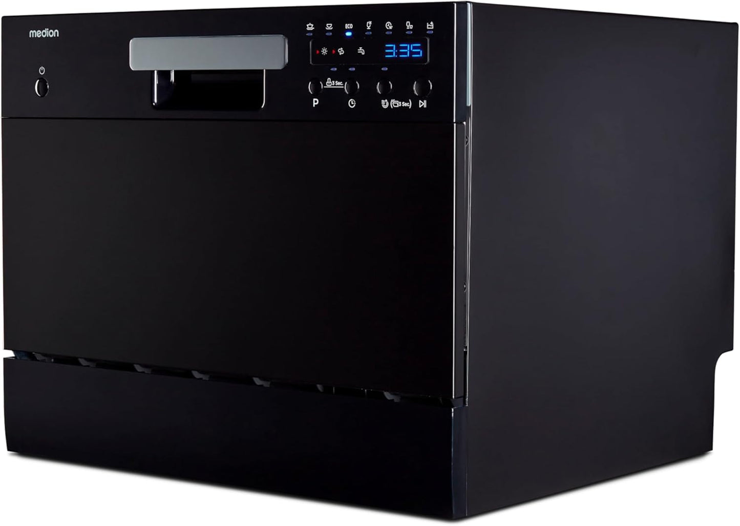 Lave-Vaisselle De Table (Capacité 6 Couverts, 7 Programmes De Nettoyage, Affichage LED, 47 Db, MD37496) Noir