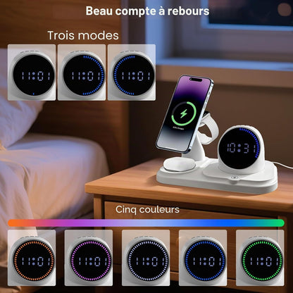 Chargeur Sans Fil 6 En 1 Pour Iphone Avec Enceinte Bluetooth,Station De Charge Rapide Pour Iphone 17/16/15/14/13/12/11/Pro/Max/Plus, Pour Apple Watch Et Airpods