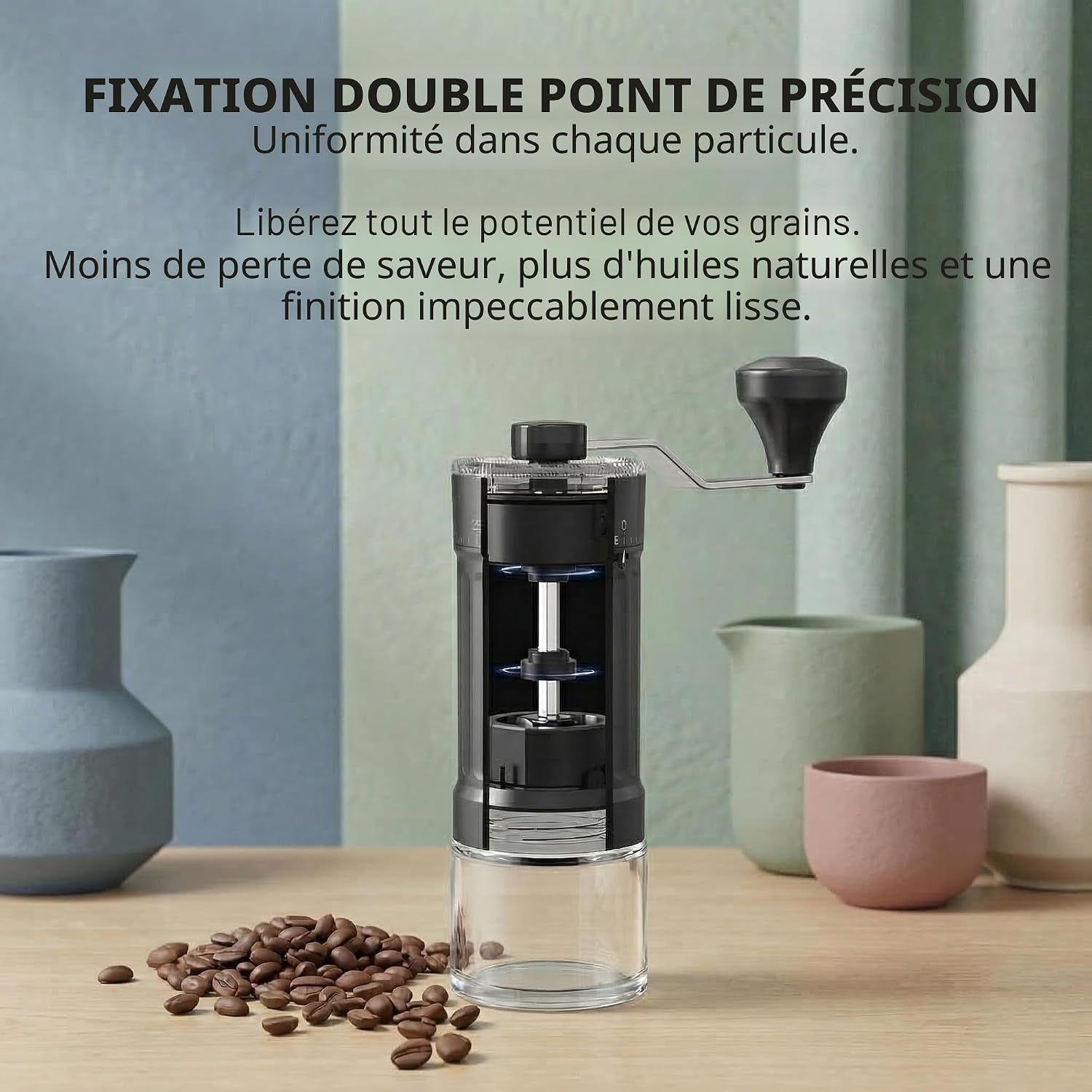 Moulin À Café Manuel Extérieur Réglable Avec Mécanisme Conique De Haute Précision En Céramique, Réglage À 40 Niveaux, Adapté Pour Aeropress, Pour over Et Moka.