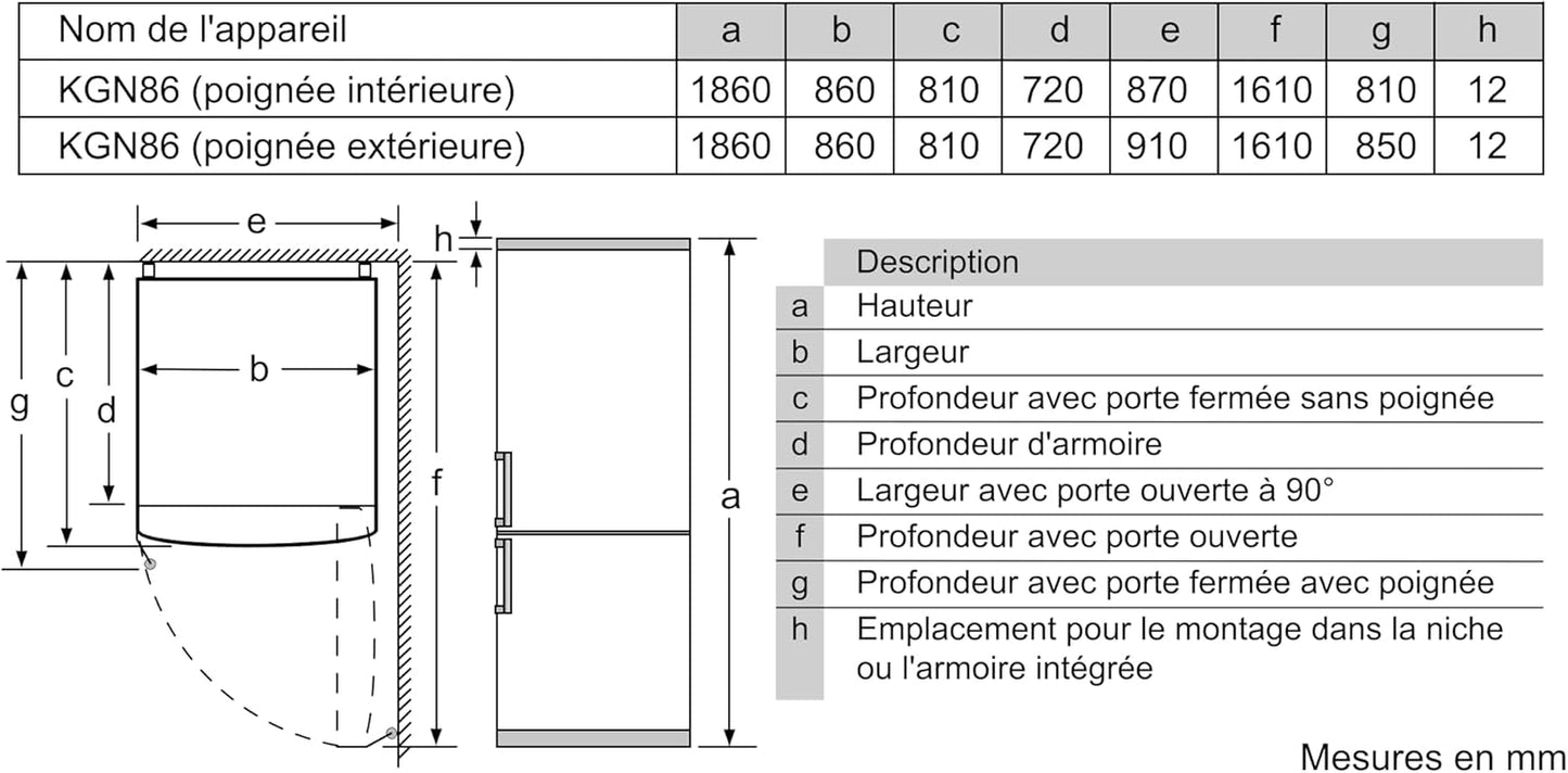 KGN86AIDR- Série 6, Réfrigérateur Combiné Pose-Libre, 186 X 86 Cm, Inox anti Trace De Doigts