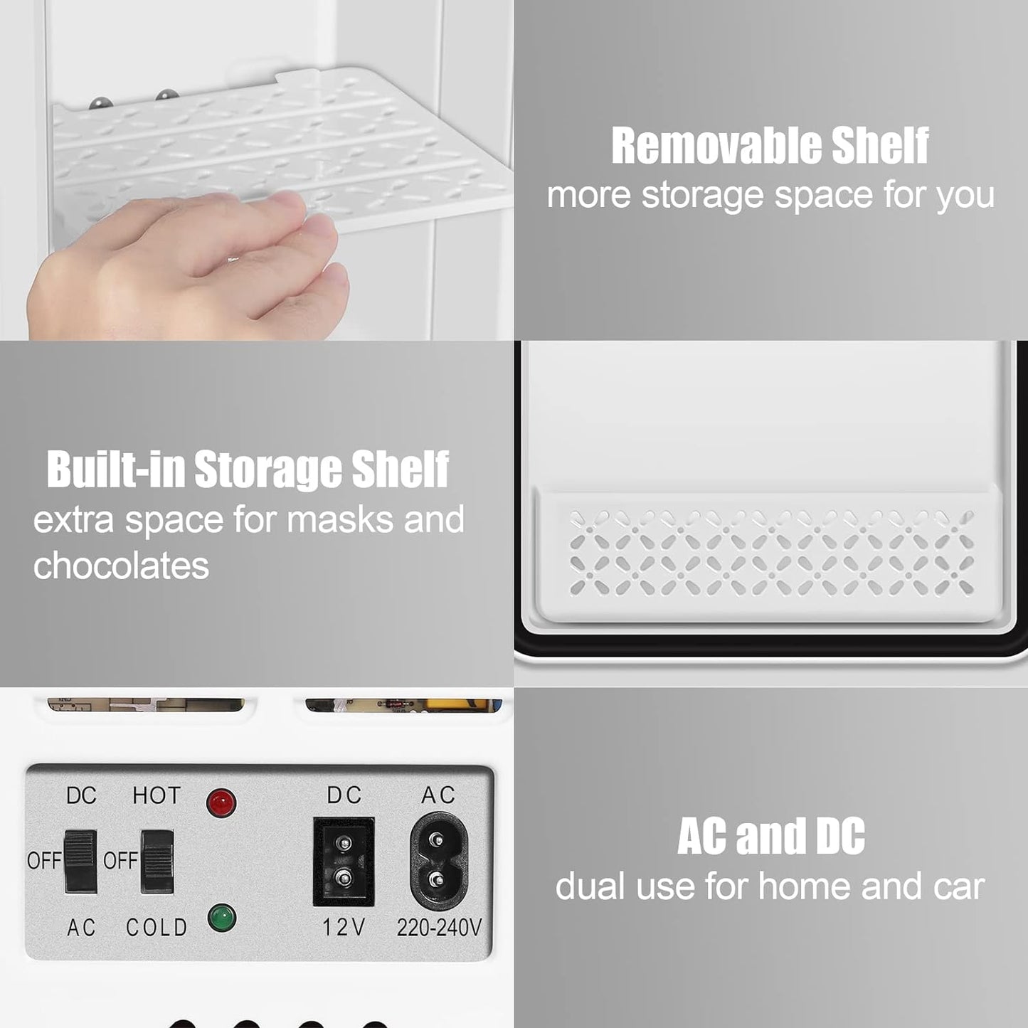 4L Mini Frigo, Petit Réfrigérateur Portable, Réfrigérateur Cosmétique, Frigo Mignon, Fonction Froid/Chaud Pour Bureau, Chambre, Voiture, Voyage, 220V/12V, Blanc, 24,5X18,5X27Cm