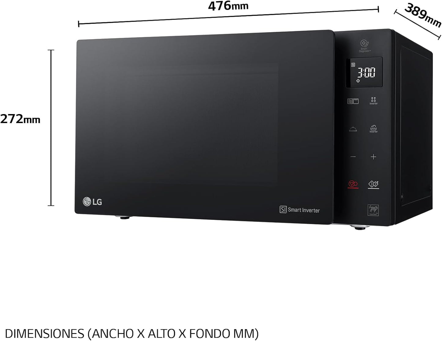 MH6535GDS Comptoir De Cuisine Four À Micro-Ondes Smart Inverter Avec Gril À Quartz, 25 L, 1000 W, Programmes Automatiques, Niveaux De Puissance Réglables, Cuisson À Vapeur, Noir