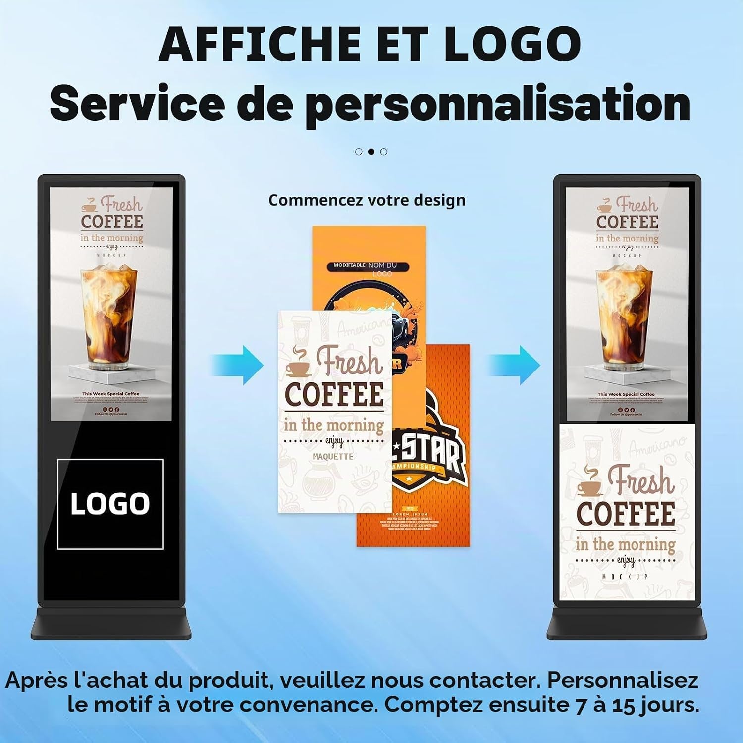 65" Écran Publicitaire 4K, Totem Affichage Autoportant IPS, Luminosité 450 Nits, Système Android, Ecran Publicitaire Interactive Pour Commerces Et Restaurants, Hdmi/Usb/Wifi, Tactile