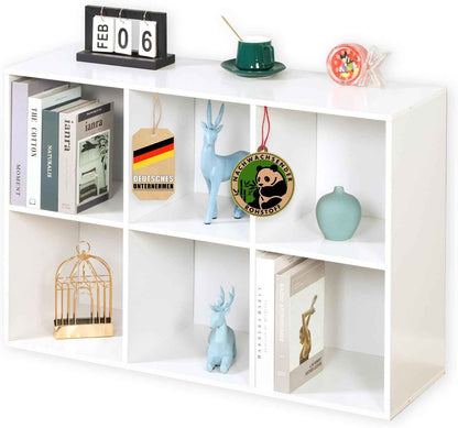Bibliothèque Blanche En Bois Avec 6 Compartiments, Étagère Cube Pour Salon Et Chambre À Coucher (Vermont)