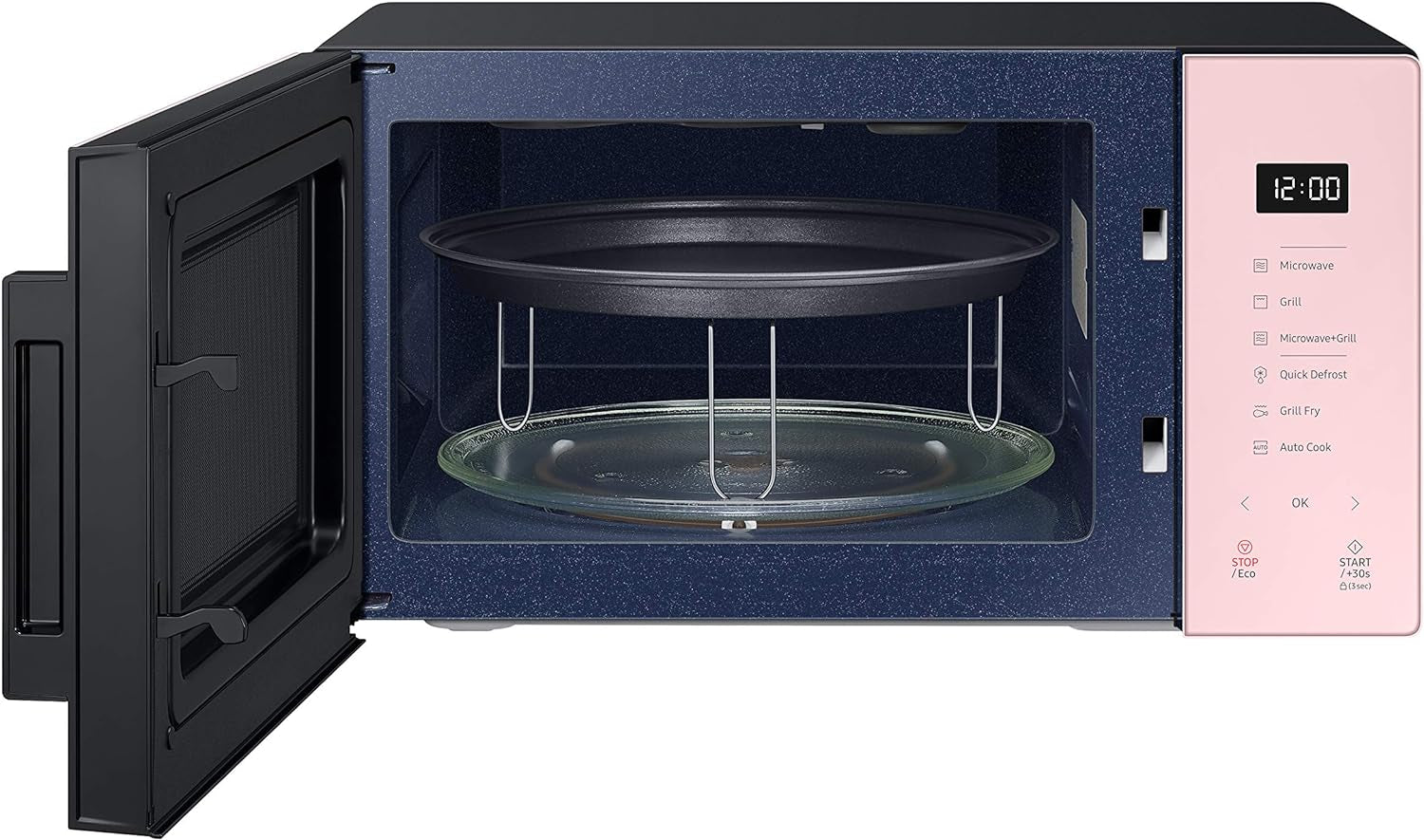 MG23T5018CP Four À Micro-Ondes, 23 L, 1100 W, Air Fry, Avec Plateau Doreur, Verre Design, Poudre