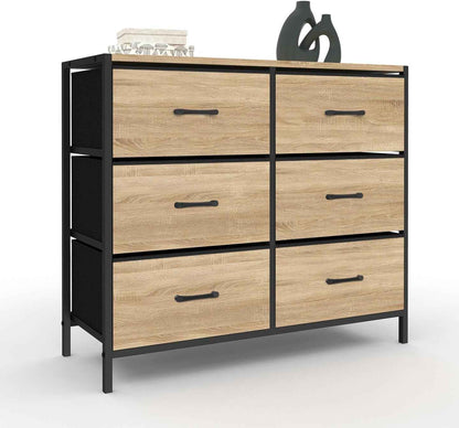 - Commode 6 Tiroirs En Tissu Utah 80 Cm Meuble De Rangement Design Industriel