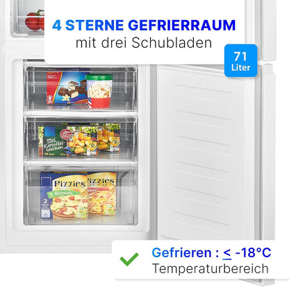 Bomann Réfrigérateur Et Congélateur 269L Blanc Kg184-1-Inox/Blanc, Capacité Nette : 269 Litres, Contrôle De La Température En Continu, Charnières De Porte À Droite, Interchangeables