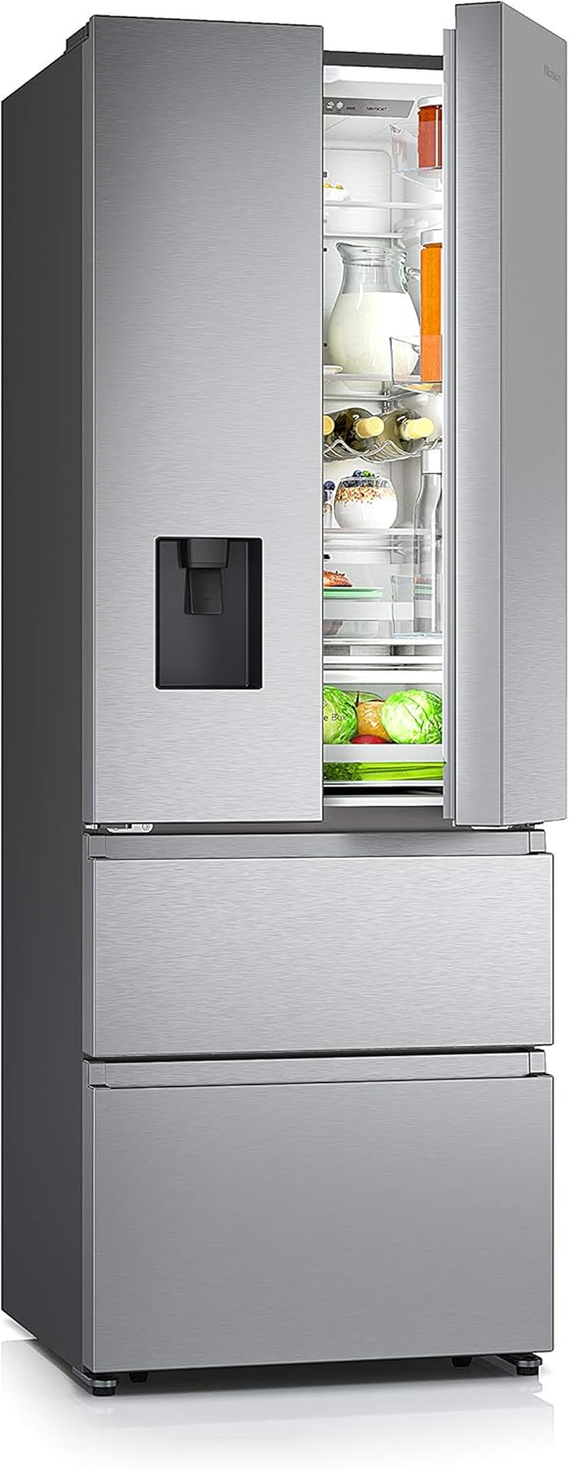 Hisense RF632N4WIE Réfrigérateur Congélateur À Porte Française, Nofrostplus, Compresseur Inverter, Distributeur D'Eau, Crispzone, 200 Cm, Partie Réfrigérateur 336 L, Partie Congélateur 149 L, 38 Db,