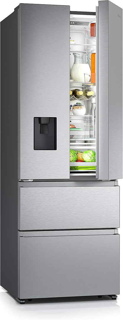 Hisense RF632N4WIE Réfrigérateur Congélateur À Porte Française, Nofrostplus, Compresseur Inverter, Distributeur D'Eau, Crispzone, 200 Cm, Partie Réfrigérateur 336 L, Partie Congélateur 149 L, 38 Db,