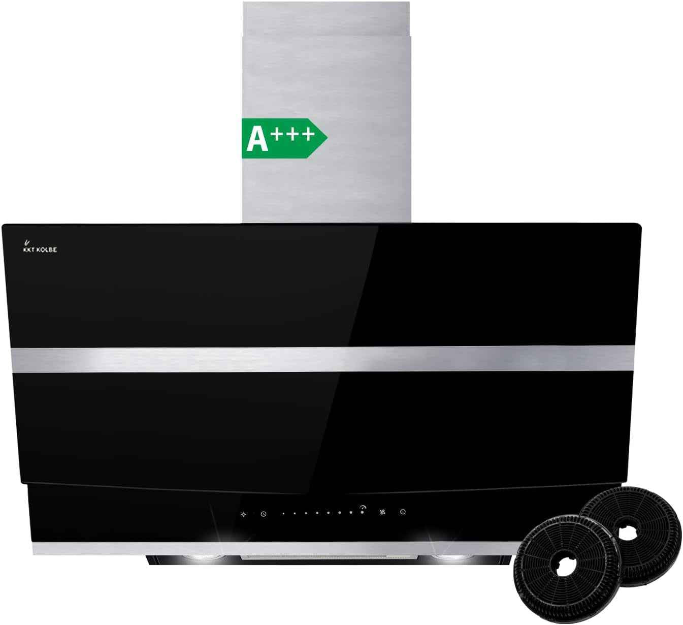 Hotte Aspirante Cuisine 80 Cm | Hotte Murale Inclinées | Acier Inoxydable | Verre Noir | Arrête Automatiquement | Opération Tactile | HERMES8005S