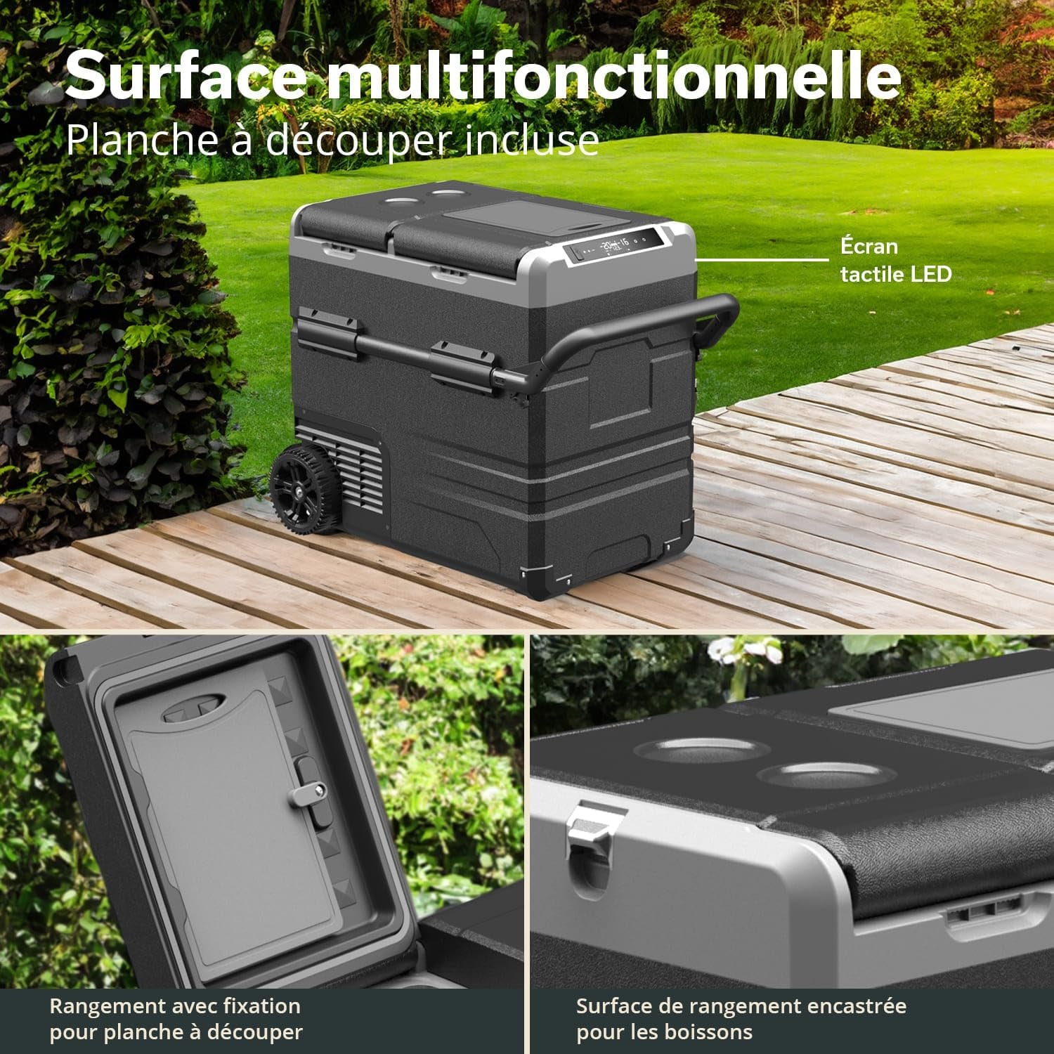 Glacière Routa 35-55L | +20 ° À -20 °C | Connectée, Mini Frigo 2 Zones, Réfrigérateur Électrique 12V 220V, Silencieuse, Mode Éco | Camping Voiture Caravane Camping-Car