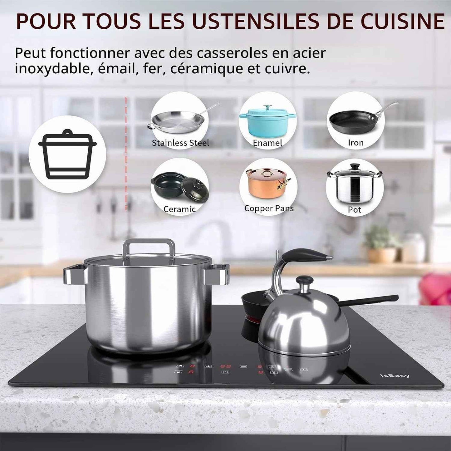 Plaque Vitrocéramique 4 Feux, Table De Cuisson Encastrable - (6000W, 4 Foyers, 60Cm, Autarkic, Tactile, Minuteur, Verre-Céramique