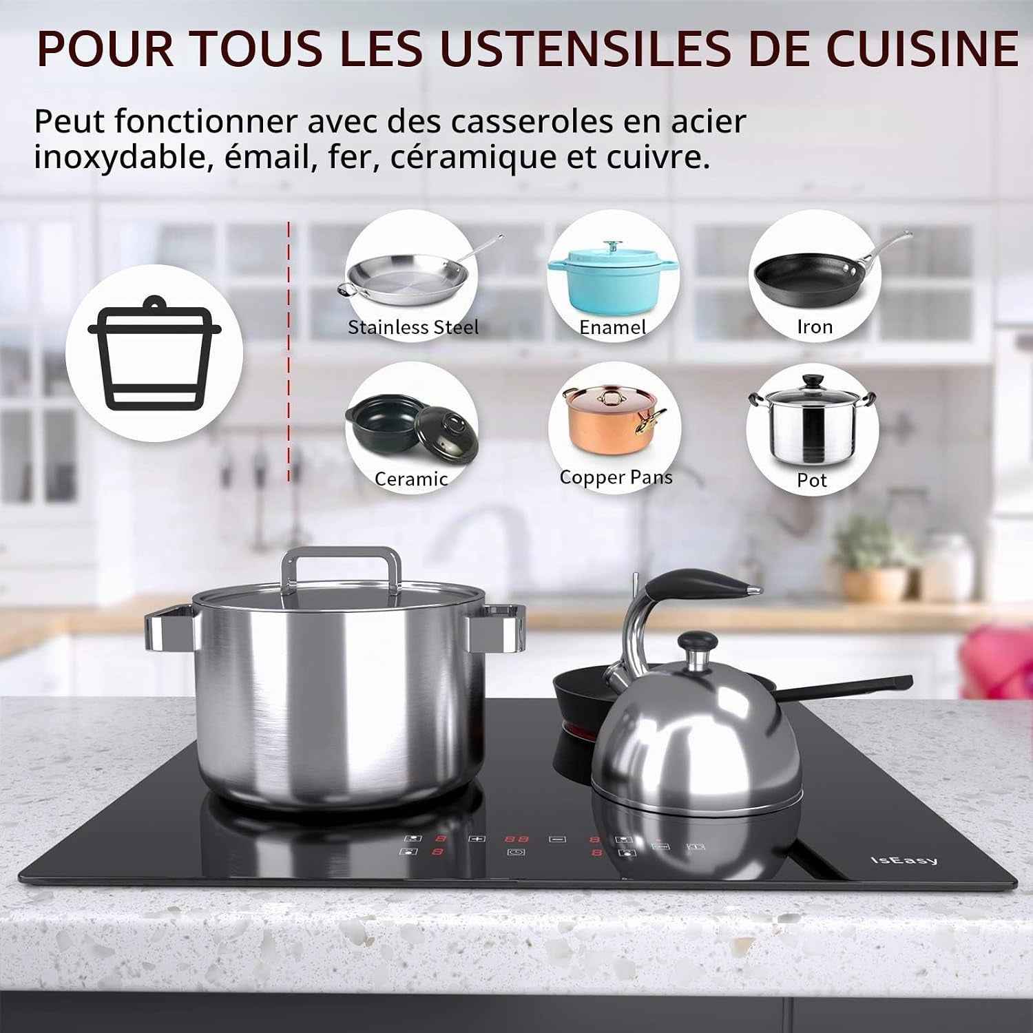 Plaque Vitrocéramique 4 Feux, Table De Cuisson Encastrable - (6000W, 4 Foyers, 60Cm, Autarkic, Tactile, Minuteur, Verre-Céramique