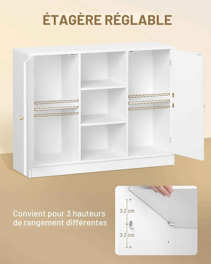Meuble Salle De Bain, Meuble De Rangement Avec Étagère Réglable | Armoire Sur Pied Avec Arquées Et 3 Étagères Ouvertes, Pour Salle De Bain, Salon, 30 X 100 X 81,5 Cm, Blanc SC21203X