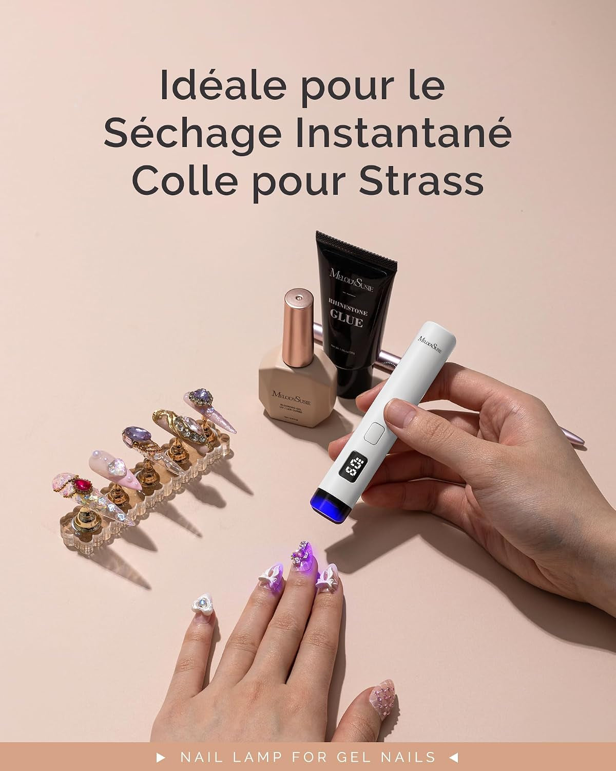 Lampe UV Ongles Gel ART01R Mini Lampe UV Pour Voyage & Retouche | Sans Fil, Rechargeable, Modes Minuterie 20S/60S, Séchage Rapide, Affichage LED, Petite Lampe UV Pour Vernis À Ongles Gel