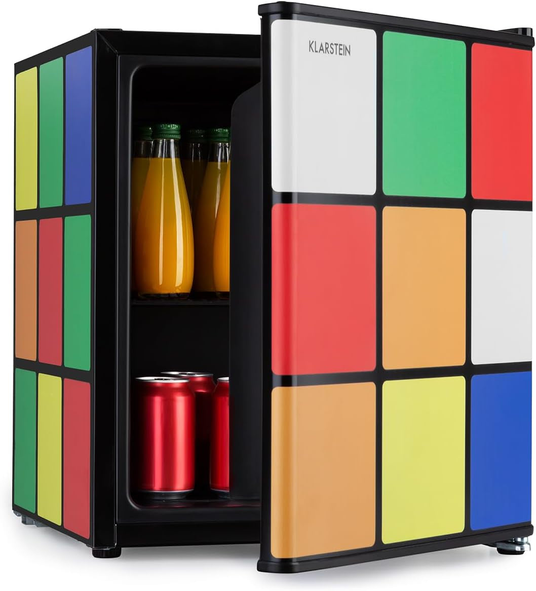 Solve - Mini-Réfrigérateur, Minibar, Système De Refroidissement Thermoélectrique, Capacité De 48 Litres, Bouton De Réglage Mécanique, Refroidissement : 0 À 10 °C, Noir/Coloré