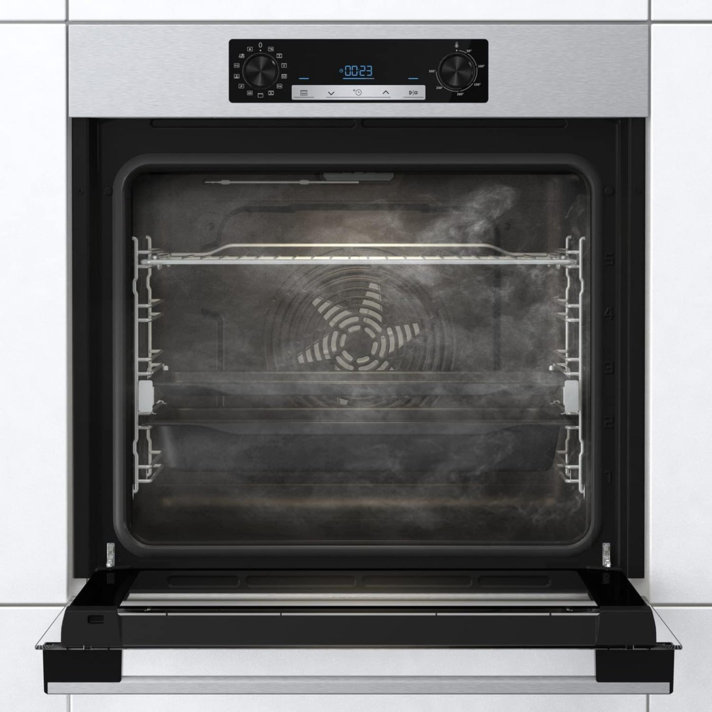 Hisense BSA65226AX, Four Multifonction Thermoventilé Avec Addition De Vapeur, Cavité XXL 77L, Nettoyage D'Eau Clean, 13 Fonctions De Cuisson, 3 Fonctions Vapeur, Fonction Pizza 300 °C, Cuisson Airfry