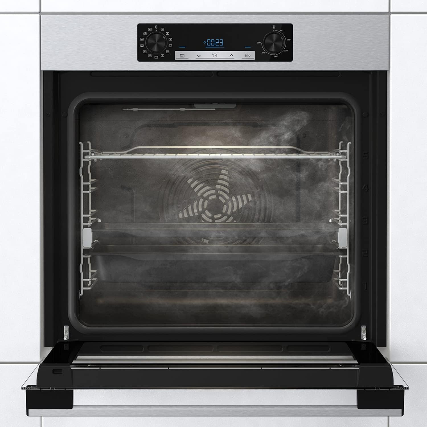 Hisense BSA65226AX, Four Multifonction Thermoventilé Avec Addition De Vapeur, Cavité XXL 77L, Nettoyage D'Eau Clean, 13 Fonctions De Cuisson, 3 Fonctions Vapeur, Fonction Pizza 300 °C, Cuisson Airfry