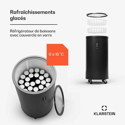 Klarstein Beersafe L Réfrigérateur Avec Écran LED, Réfrigérateur De Chambre Inox, Réfrigérateur À Boissons Intérieur/Extérieur, Cave À Vin Pour Boissons, Réfrigérateur 50 L Avec Vue 360°, 0-16°C