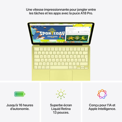 Macbook Neo 13″ 2026 Portable Avec Puce A18 Pro : Conçu Pour L’Ia Et  Intelligence, Écran Liquid Retina, Mémoire Unifiée 8 Go, SSD 256 Go, Caméra Facetime HD 1080P ; Argent