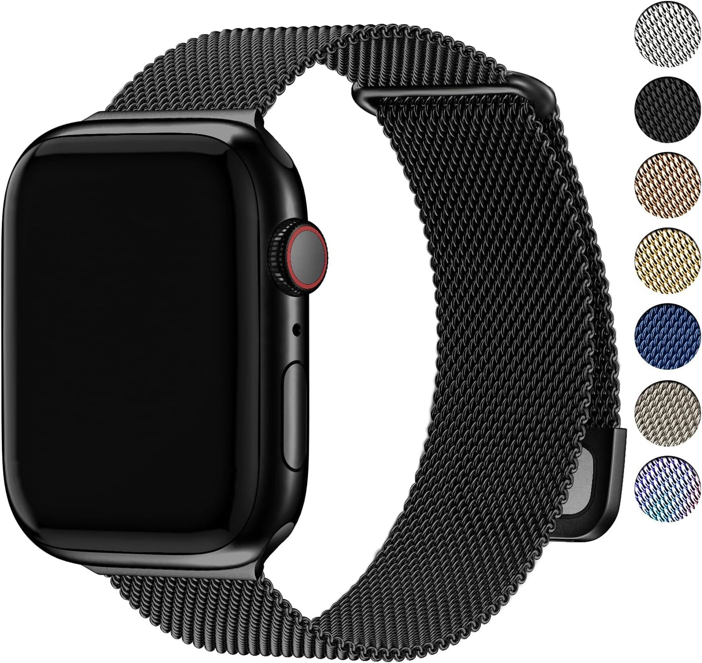 Bracelet En Milanais Pour Apple Watch 49/46/44/45/42Mm | Compatible Avec Iwatch Ultra3/2/1 SE3/2/1 Series 11 10 9 8 7 6 5 4 3 2 1, Fermoir Magnétique, Pour Femme Homme, Noir