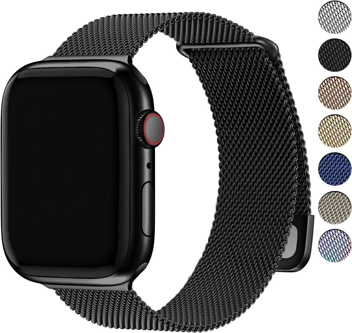 Bracelet En Milanais Pour Apple Watch 49/46/44/45/42Mm | Compatible Avec Iwatch Ultra3/2/1 SE3/2/1 Series 11 10 9 8 7 6 5 4 3 2 1, Fermoir Magnétique, Pour Femme Homme, Noir