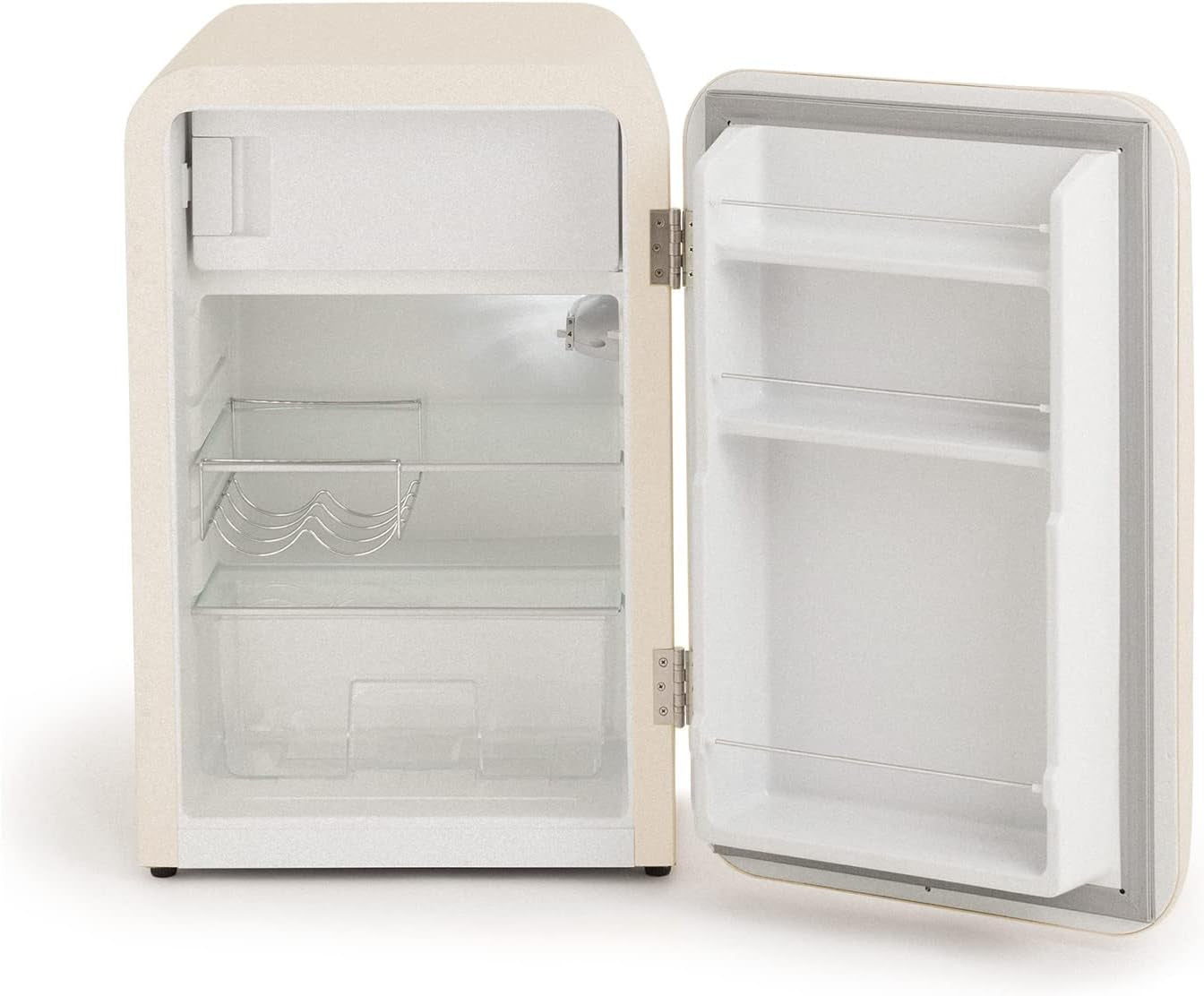 / RETRO FRIDGE 83.5 Marble/Réfrigérateur Blanc Cassé Avec Poignée Marbre/Pratique Et Fonctionnel, Matériaux Résistants