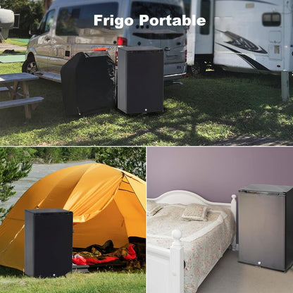 Frigo 12V, Frigo Camping Car 12V 220V, Avec Serrure, Silencieux, 50L, 0-10℃, Réfrigérateur Pour Caravane, Maison, Camping, Voiture, Noir
