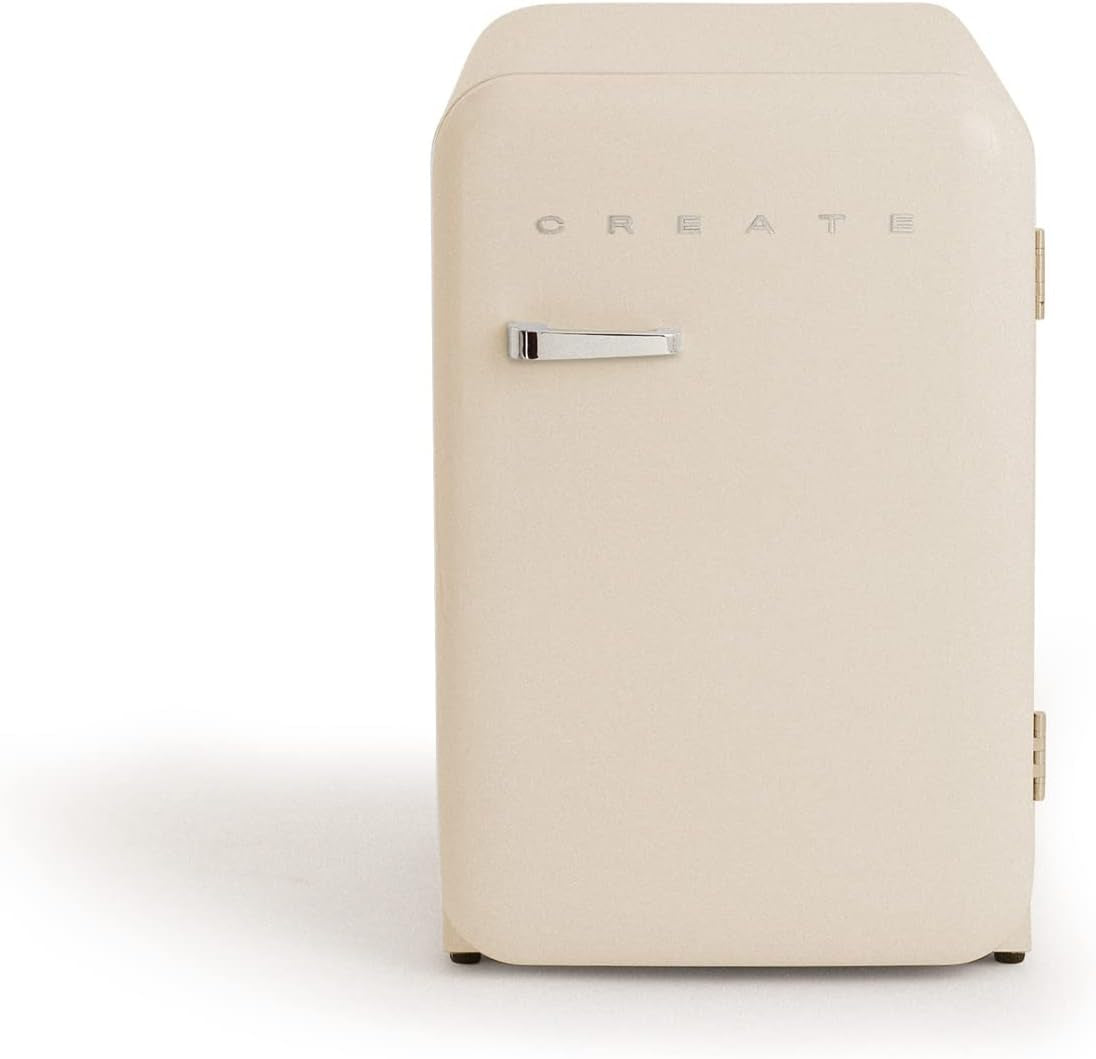 / RETRO FRIDGE 83.5 Silver/Réfrigérateur Blanc Cassé Avec Poignée Argent/Pratique Et Fonctionnel, Matériaux Résistants