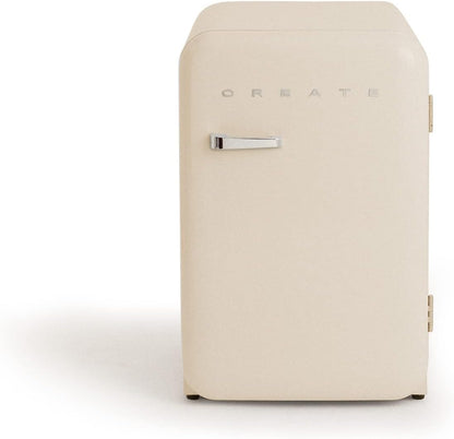 / RETRO FRIDGE 83.5 Silver/Réfrigérateur Blanc Cassé Avec Poignée Argent/Pratique Et Fonctionnel, Matériaux Résistants