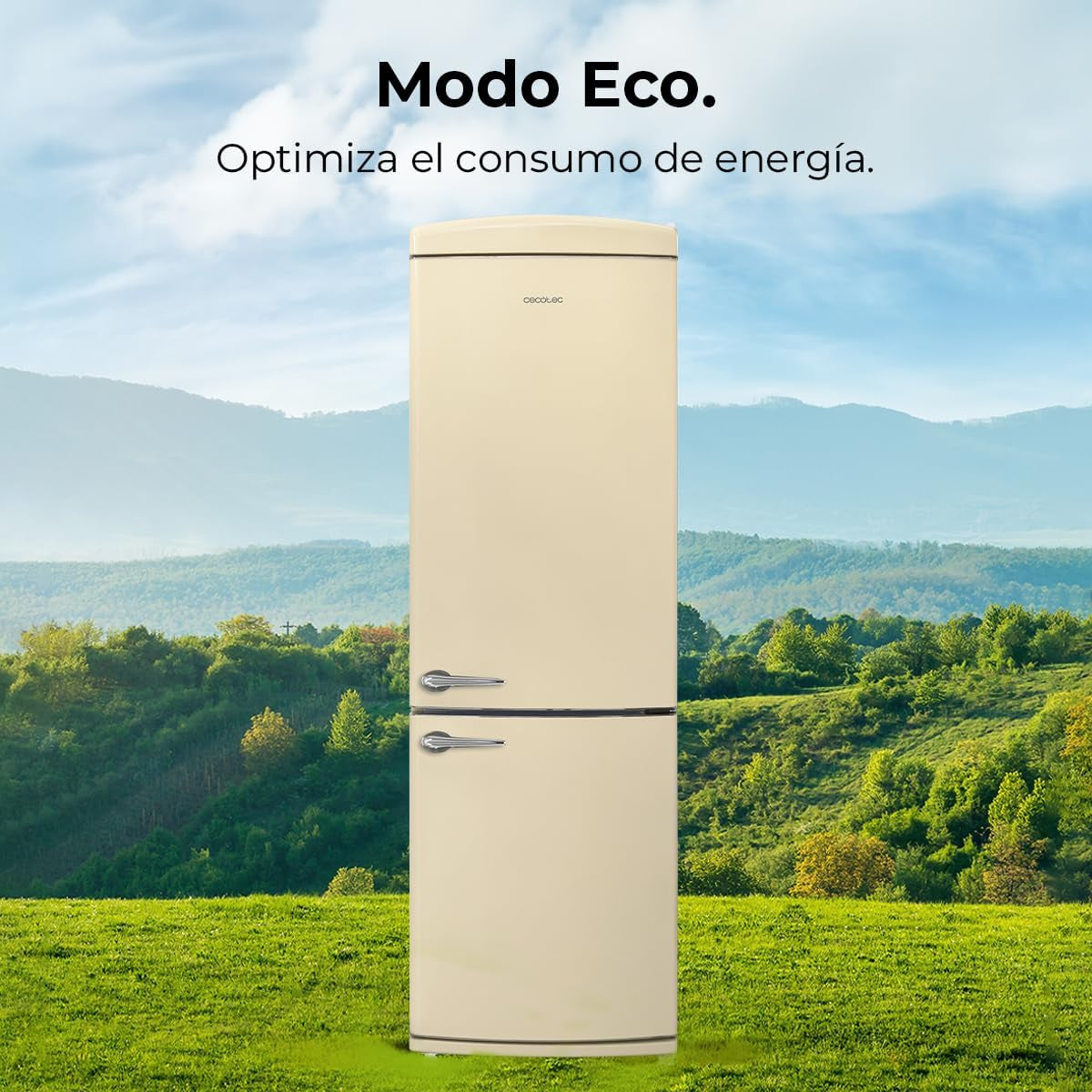 Réfrigérateur Combiné Rétro À Deux Portes 294 L Bolero Coolmarket Combi Origin 294 Beige. Hauteur 190 Cm Et Largeur 60 Cm, No Frost Total, Refroidissement Multiple, Ultra Fresh